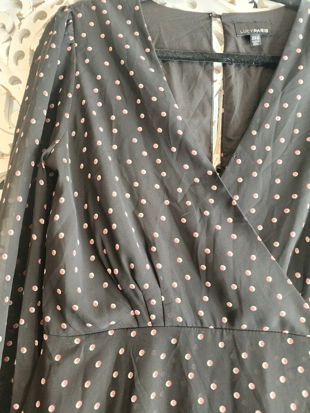 LUCY PARIS POLKA DOT MIDI LONG SHEER SLEEVE SIZE MEDIUM. - Picture 8 of 15